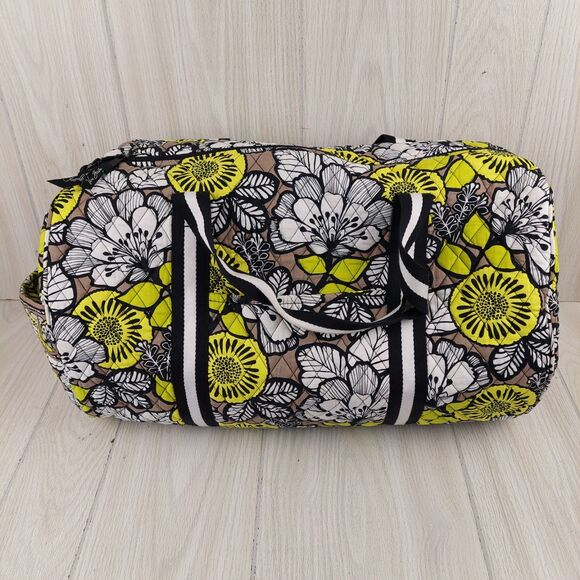 Vera Bradley Duffel Bag Citron Flower Lemon Travel Weekend Tote Shoulder Strap